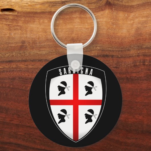 Sardinië, Shield Crest (zwart) Sleutelhanger (Voorkant)