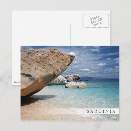Sardinië strand met groot briefkaart van de gestee (Voorkant / Achterkant)