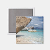 Sardinië strand met grote rotsen tekst magneet (Voorkant / Achterkant)