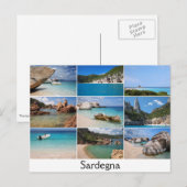 Sardinië strandt collage text briefkaart (Voorkant / Achterkant)