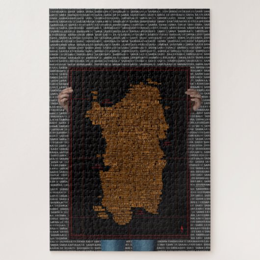 Sardinië Typografie Kaart – Uitdagende puzzel Legpuzzel (Verticaal)