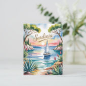 Sardinië waterverf briefkaart (Staand voorkant)