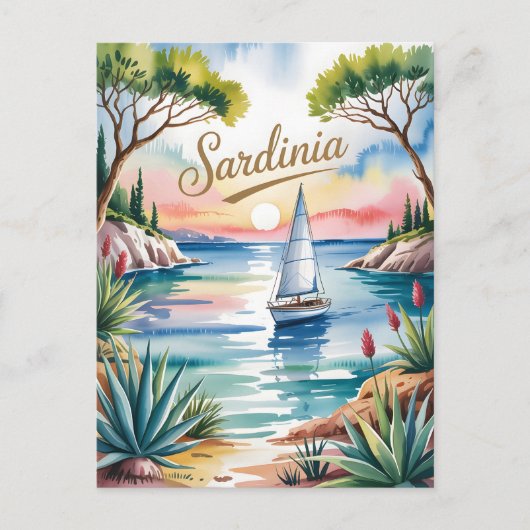 Sardinië waterverf briefkaart (Voorkant)