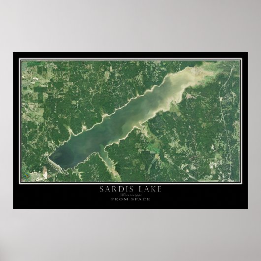 Sardis Lake Mississippi Satellite Poster Map (Voorkant)