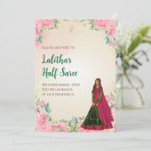Saree uitnodiging als Digitale Half saree uitnodig (Staand voorkant)