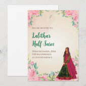 Saree uitnodiging als Digitale Half saree uitnodig (Voorkant / Achterkant)