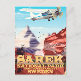 Sarek Nationaal Park Zweden vintage reisposter Briefkaart