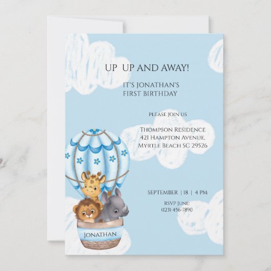 Sarfari Dier Hete Luchtballon Jongens Eerste Verja Kaart (Voorkant)