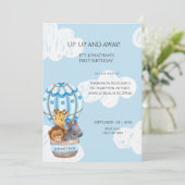 Sarfari Dier Hete Luchtballon Jongens Eerste Verja Kaart (Staand voorkant)