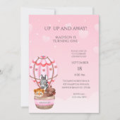 Sarfari Dier Hete Luchtballon Meisje Eerste Verjaa Kaart (Voorkant)