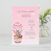 Sarfari Dier Hete Luchtballon Meisje Eerste Verjaa Kaart (Staand voorkant)