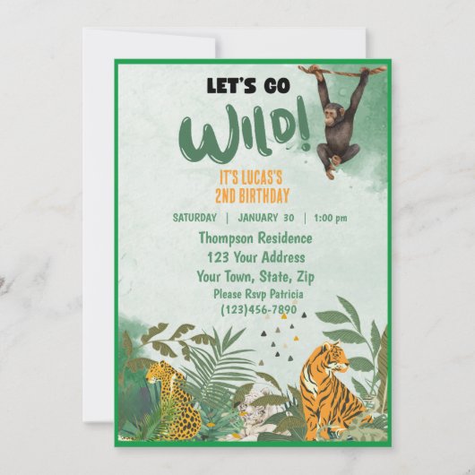 Sarfari Oerwoud Dieren Verjaardagsfeest Kaart (Voorkant)