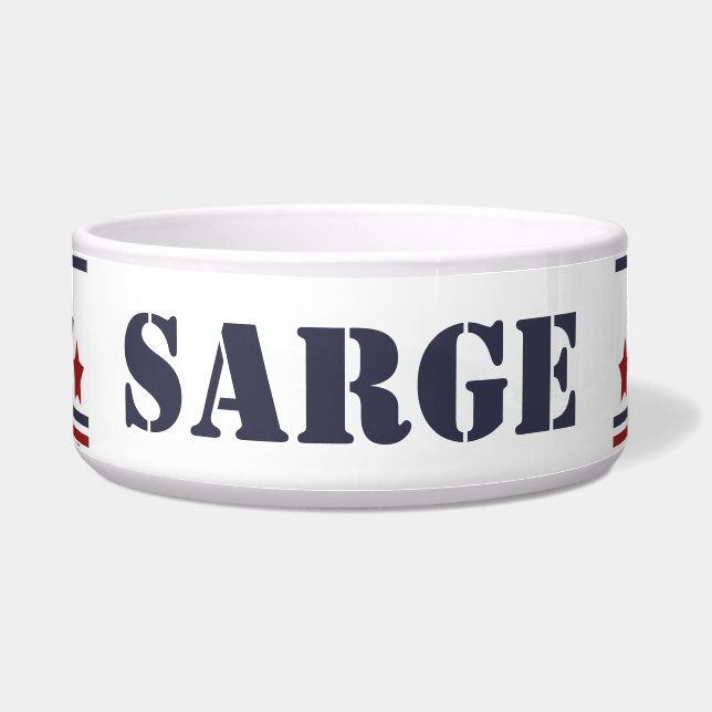 Sarge Patriotic Dog Bowl | EDITABEL Voerbakje (Voorkant)