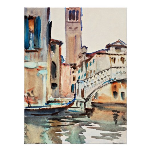 Sargent - Een brug en een Campanile, Venetië, Perfect Poster (Voorkant)