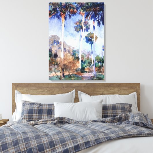 Sargent - Palmen, een John Singer Sargent-schilder Canvas Afdruk (Insitu (Slaapkamer))
