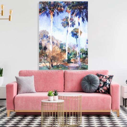 Sargent - Palmen, een John Singer Sargent-schilder Canvas Afdruk (Insitu (Woonkamer))