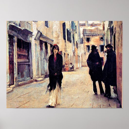Sargent - Street in Venetië, mooie kunst Poster (Voorkant)