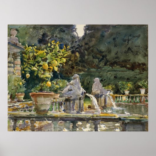 Sargent - Villa di Marlia Lucca, fontein Poster (Voorkant)