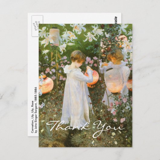 Sargent's anjer, Lily, Lily, Roos Briefkaart (Voorkant / Achterkant)