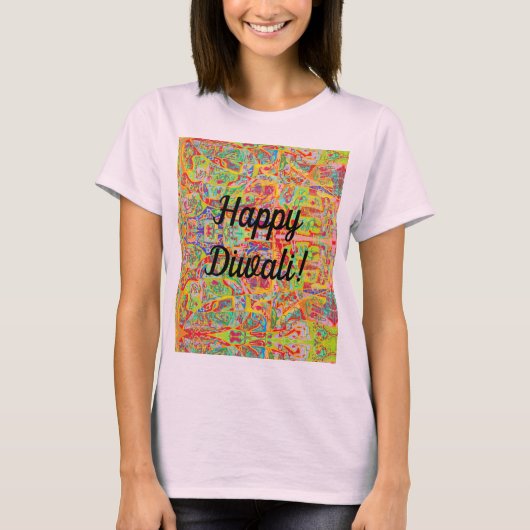 sari abstract design en Happy Diwali T-shirt (Voorkant)