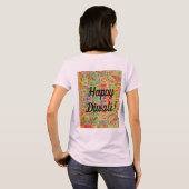 sari abstract design en Happy Diwali T-shirt (Achterkant volledig)