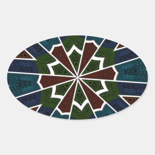 Sari geïnspireerd ontwerp met ingewikkelde details ovale sticker (Voorkant)