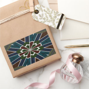 Sari geïnspireerd ontwerp met ingewikkelde details rechthoekige sticker