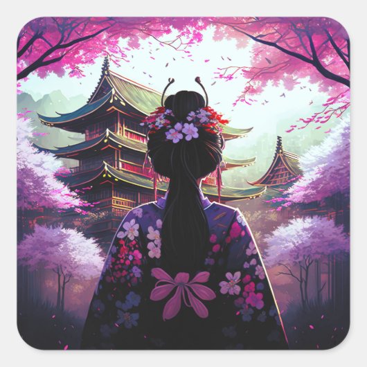 Sari Kirschblüten - Aufkleber Vierkante Sticker (Voorkant)