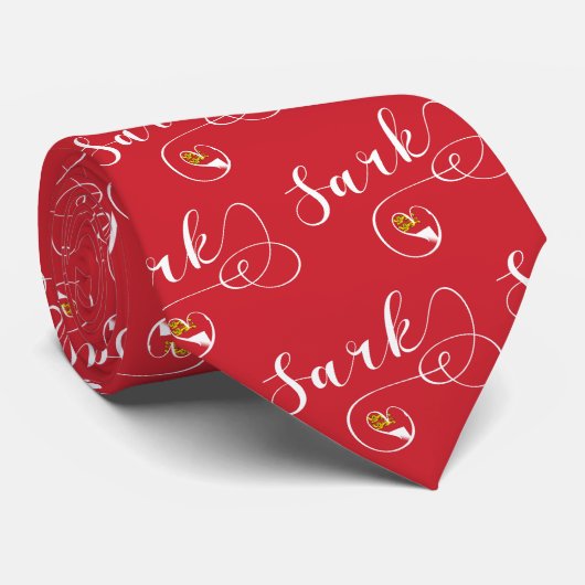 Sark Flag Heart, Kanaaleilanden Stropdas (Opgerold)