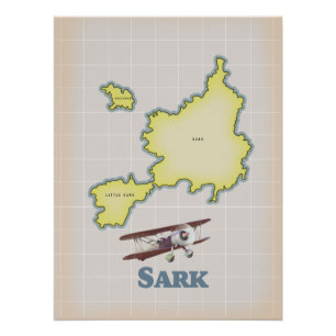 Sark vintage stijl kaart perfect poster