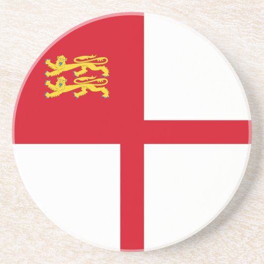 Sark-vlag Zandsteen Onderzetter (Voorkant)