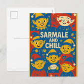 Sarmale and Chill elves Christmas Card  Feestdagenkaart (Voorkant / Achterkant)