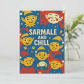 Sarmale en Chill elfen Kerstkaart (Staand voorkant)