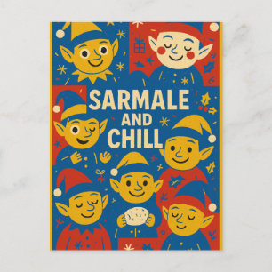 Sarmale en chillelfen Kerstkaart  Feestdagenkaart