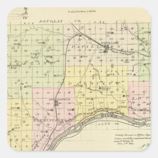 Sarpy County, Nebraska Vierkante Sticker (Voorkant)