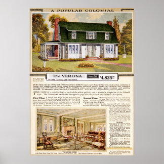 Sars 1920s Verona Colonial House Poster