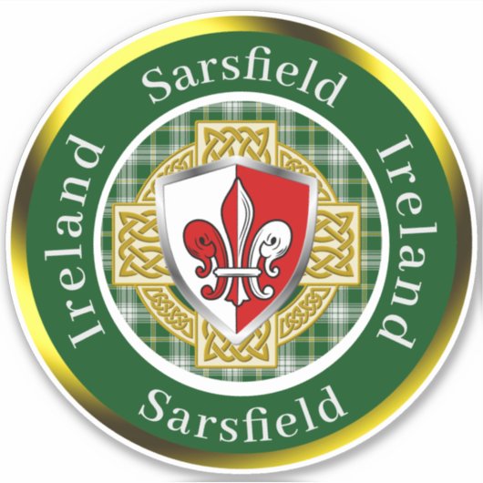 Sarsfield Ierse Schild/Celtisch Kruis Persoonlijk Sticker (Voorkant)