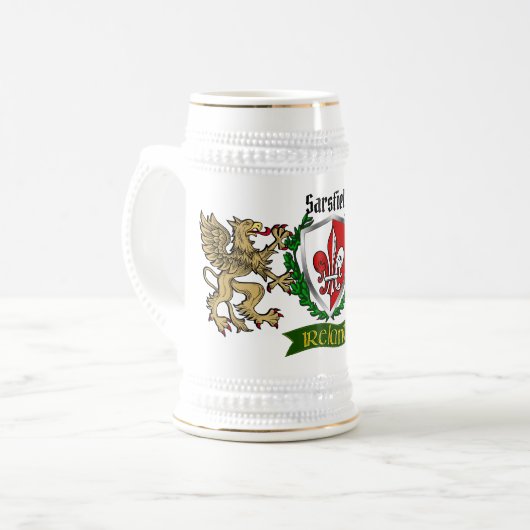 Sarsfield Irish Shield Beer Stein Bierpul (Voorkant links)