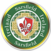 Sarsfield Irish Shield/Celtic Cross Personalized Sticker (Voorkant)