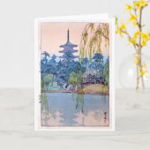 Sarusawa Pond, Hiroshi Yoshida, Woodcut Kaart (Gele Bloem)