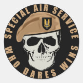 SAS Skull Ronde Sticker (Voorkant)