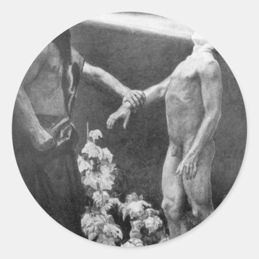 Sascha Schneider - Hypnosis  Duits occult Ronde Sticker (Voorkant)