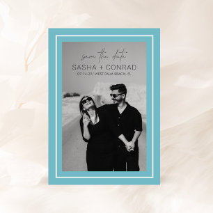 Sasha Aqua Modern Wedding Save The Date