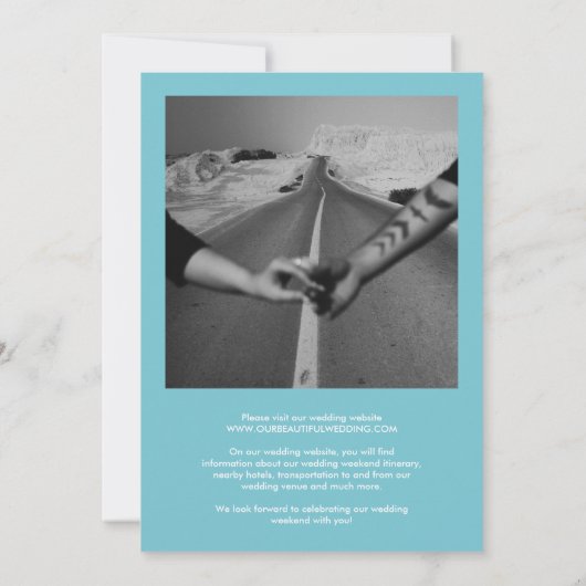 Sasha Aqua Modern Wedding Save The Date (Achterkant)