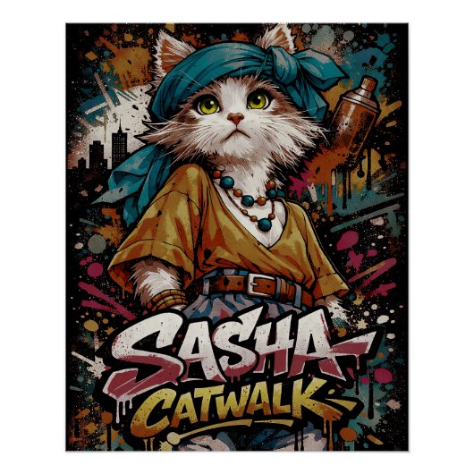 Sasha Catwalk Y2K Graffiti Poster (Voorkant)