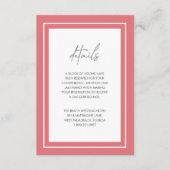 Sasha Coral Modern Wedding Informatiekaartje (Voorkant)