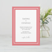 Sasha Coral Modern Wedding Kaart (Staand voorkant)
