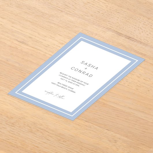 Sasha Cornflower Moderne bruiloft Acryl Uitnodigingen (Laagn)
