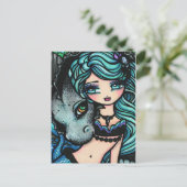 Sasha en Jett Mermaid Fantasy Dragon Art Briefkaar Briefkaart (Staand voorkant)