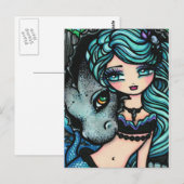 Sasha en Jett Mermaid Fantasy Dragon Art Briefkaar Briefkaart (Voorkant / Achterkant)